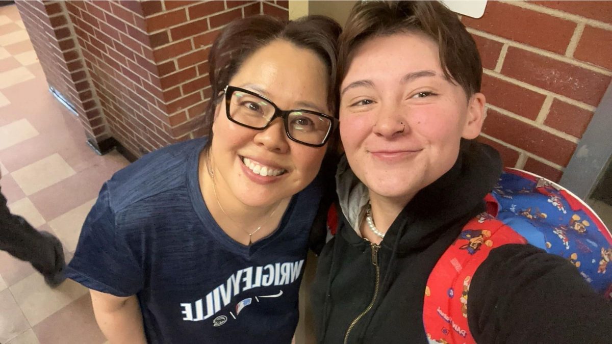 Kiley with her favorite teacher Ms. Choi. Taken in the hallway in front of Ms. Choi’s class.